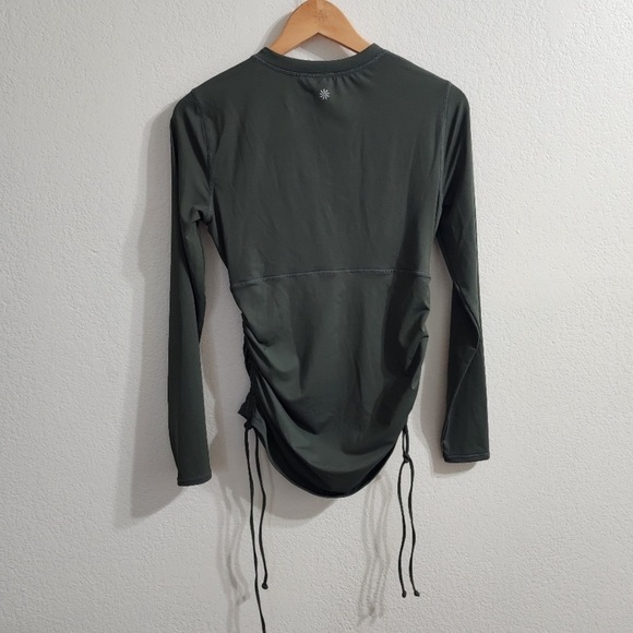 SOLD ATHLETA Ruched Rashguard Green Size S - Picture 3 of 10